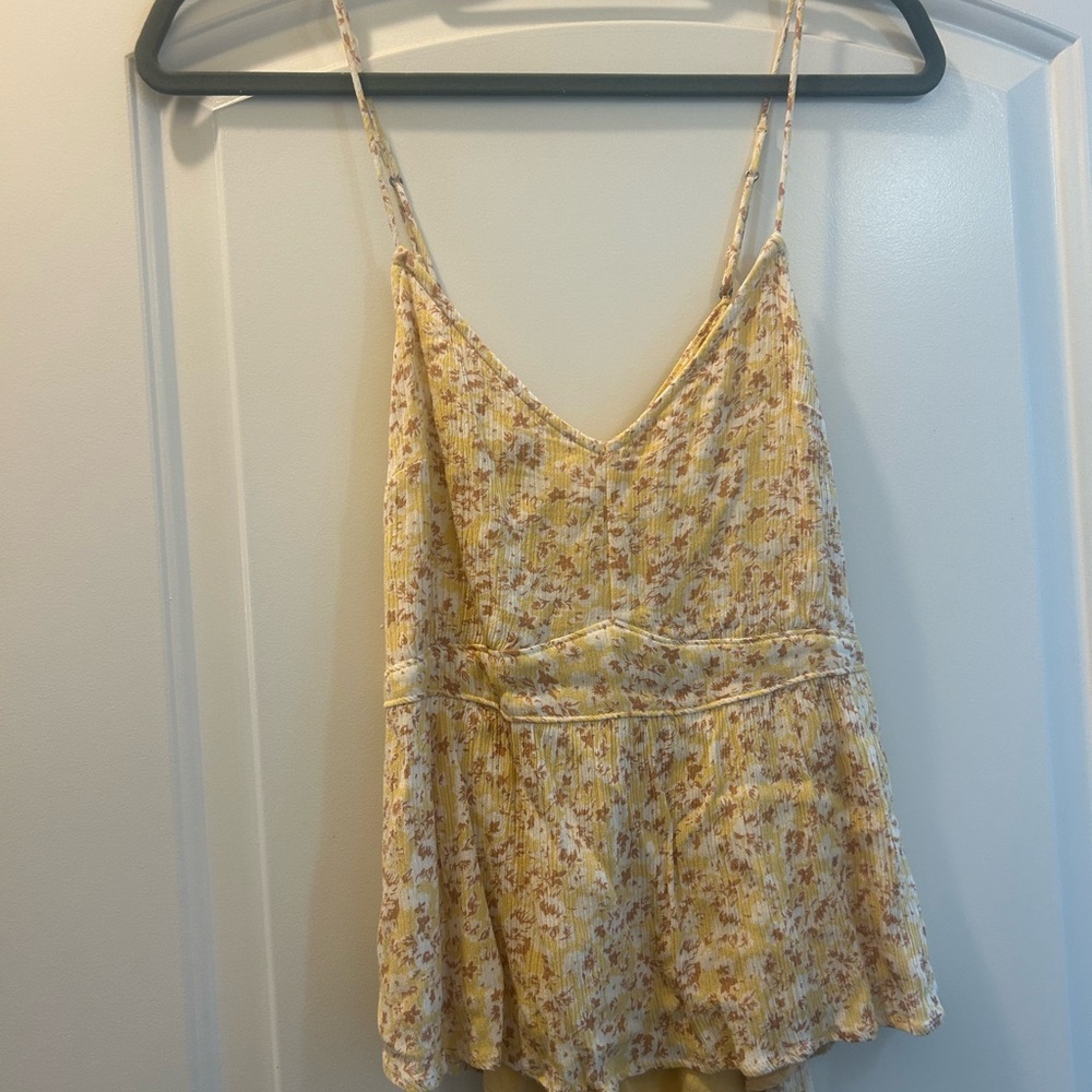 Abercrombie & Fitch Yellow Asymmetrical Peplum Camisole